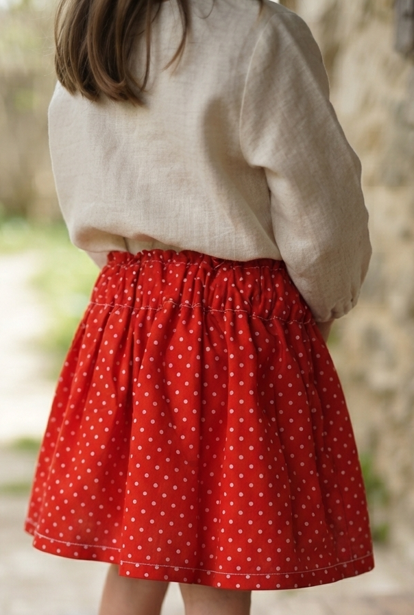 jupe fillette rouge pois blanc elastiquée festayre sud ouest