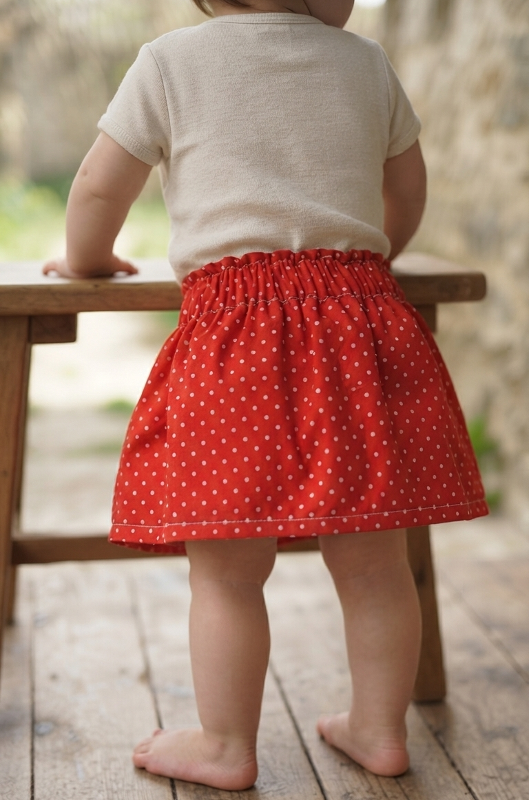 jupe bebe fille rouge pois blanc elastiquée festayre sud ouest