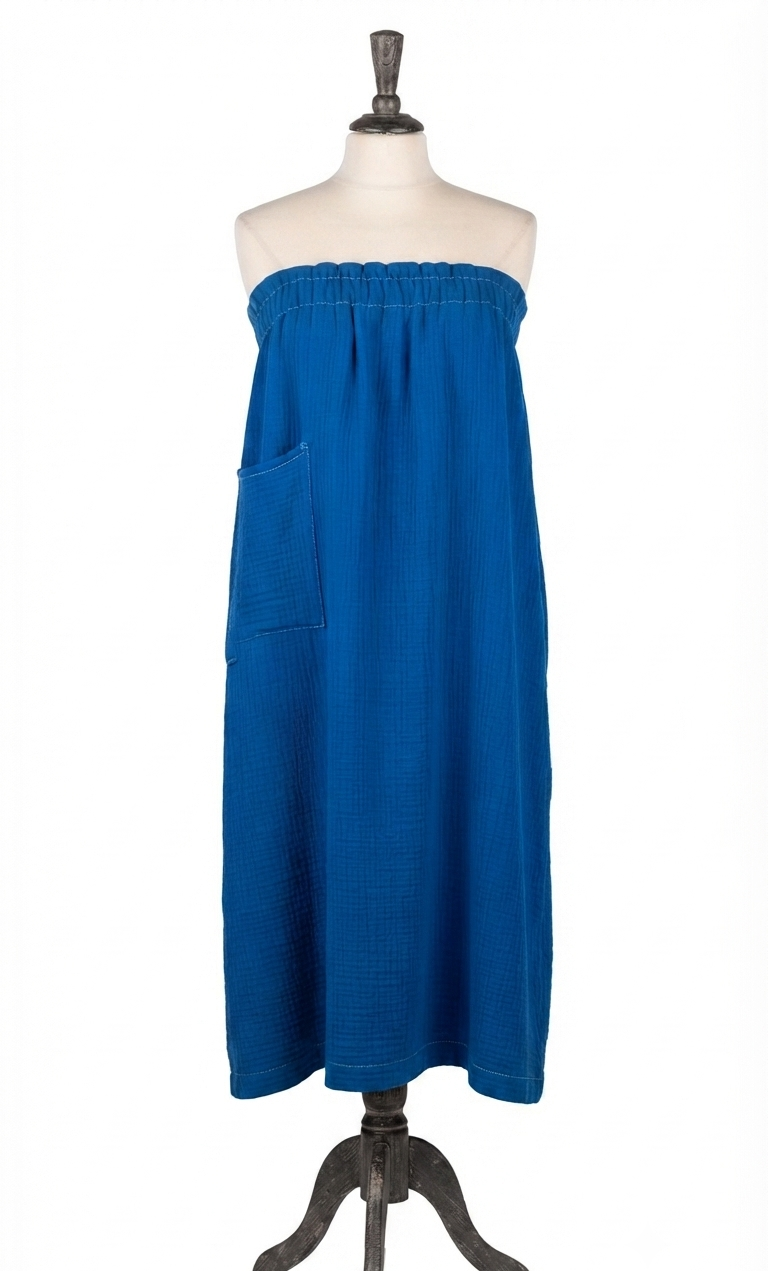 jupe 2en1 bustier gaze coton uni artisanal ccreatrice france poche