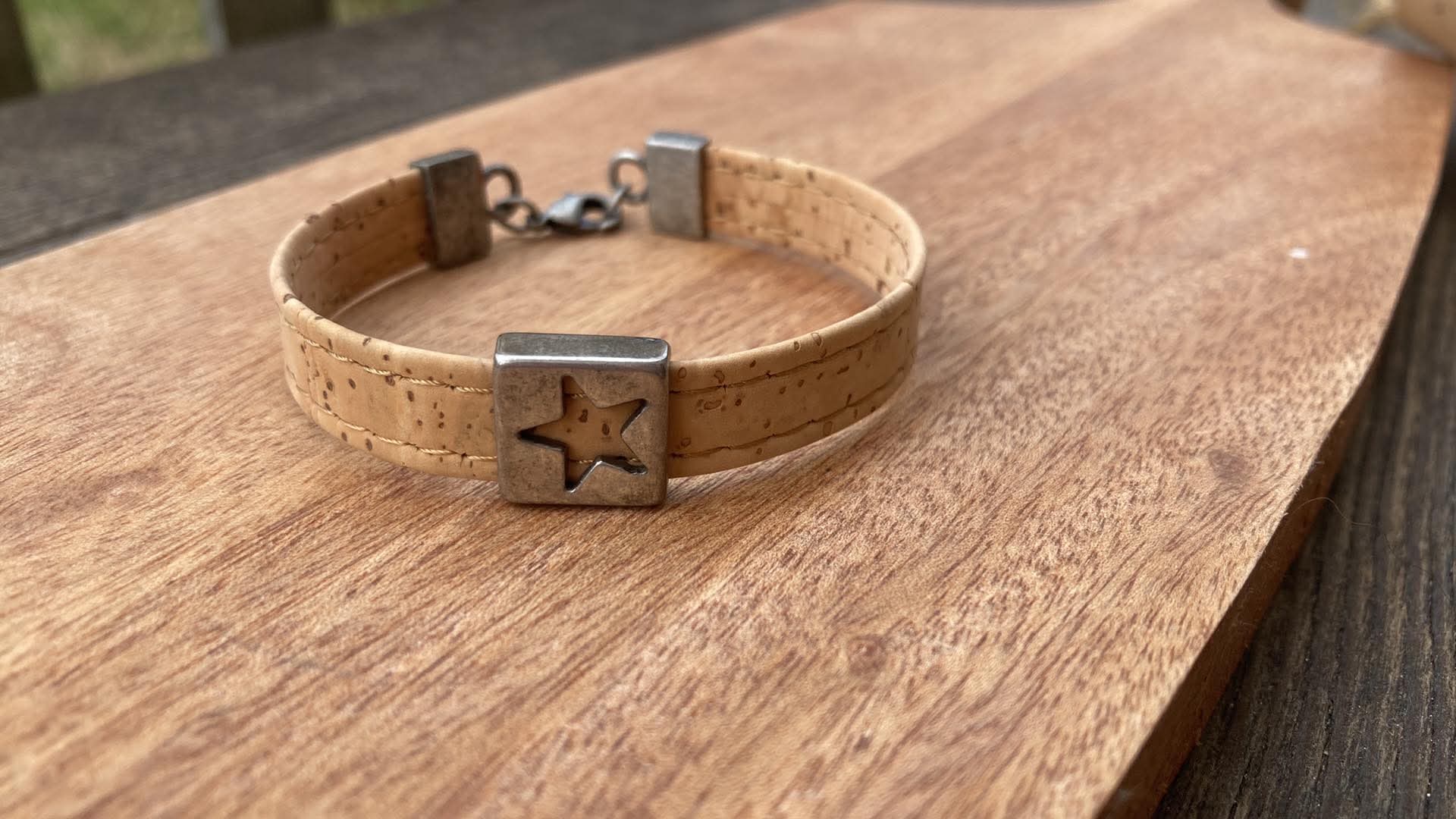 bracelet liege artisanal landes etoile metal