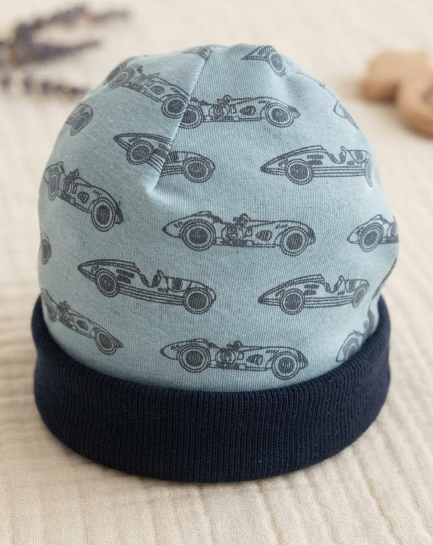 bonnet naissance voitures bleu