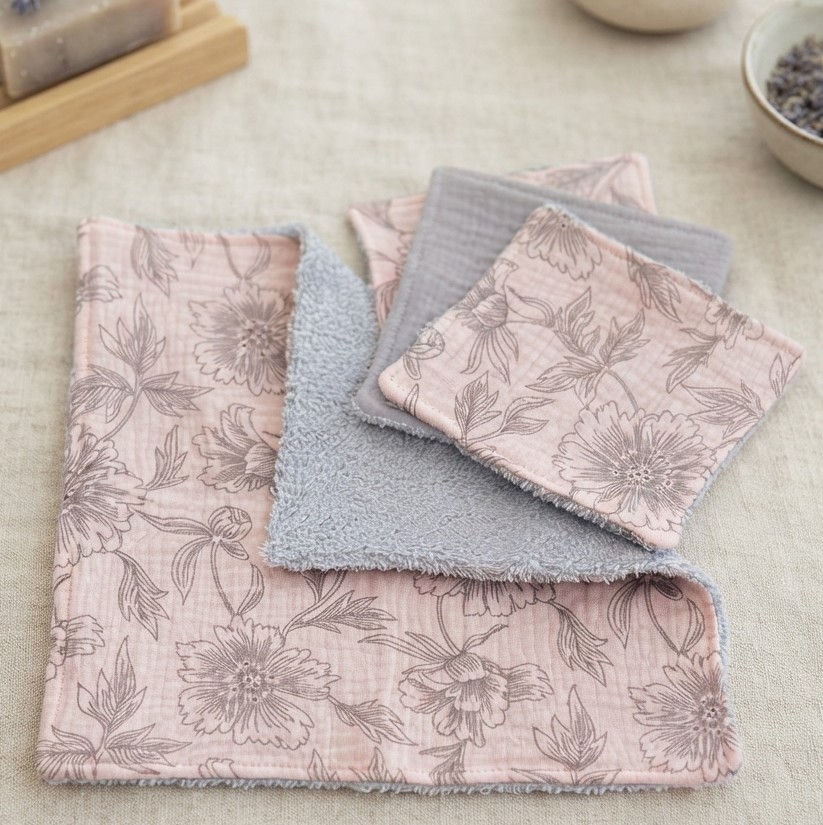 LSV kit lingettes serviette visage routine rose
