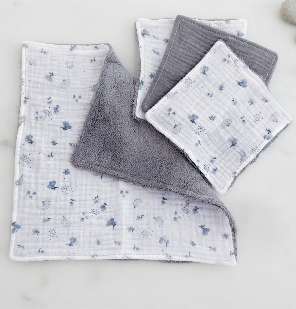 LSV kit lingettes serviette visage routine gris