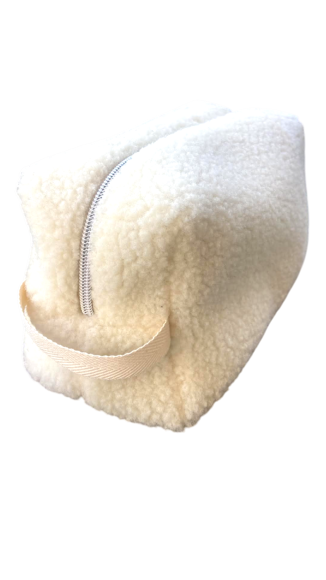 trousse toilette laine mouton moumoute ecru fleur orange (2)