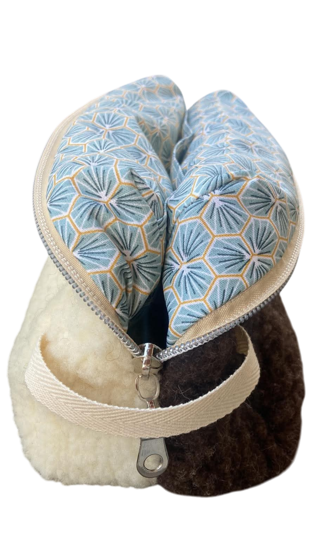 trousse toilette laine mouton moumoute bicolore ecru beige marron (3)
