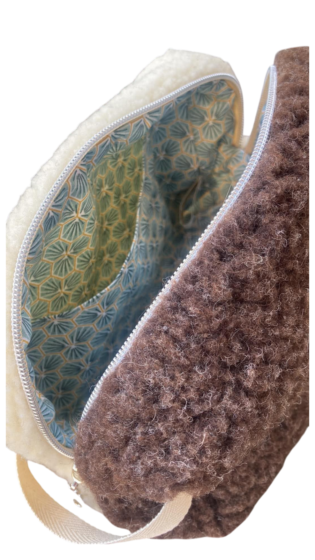 trousse toilette laine mouton moumoute bicolore ecru beige marron (2)