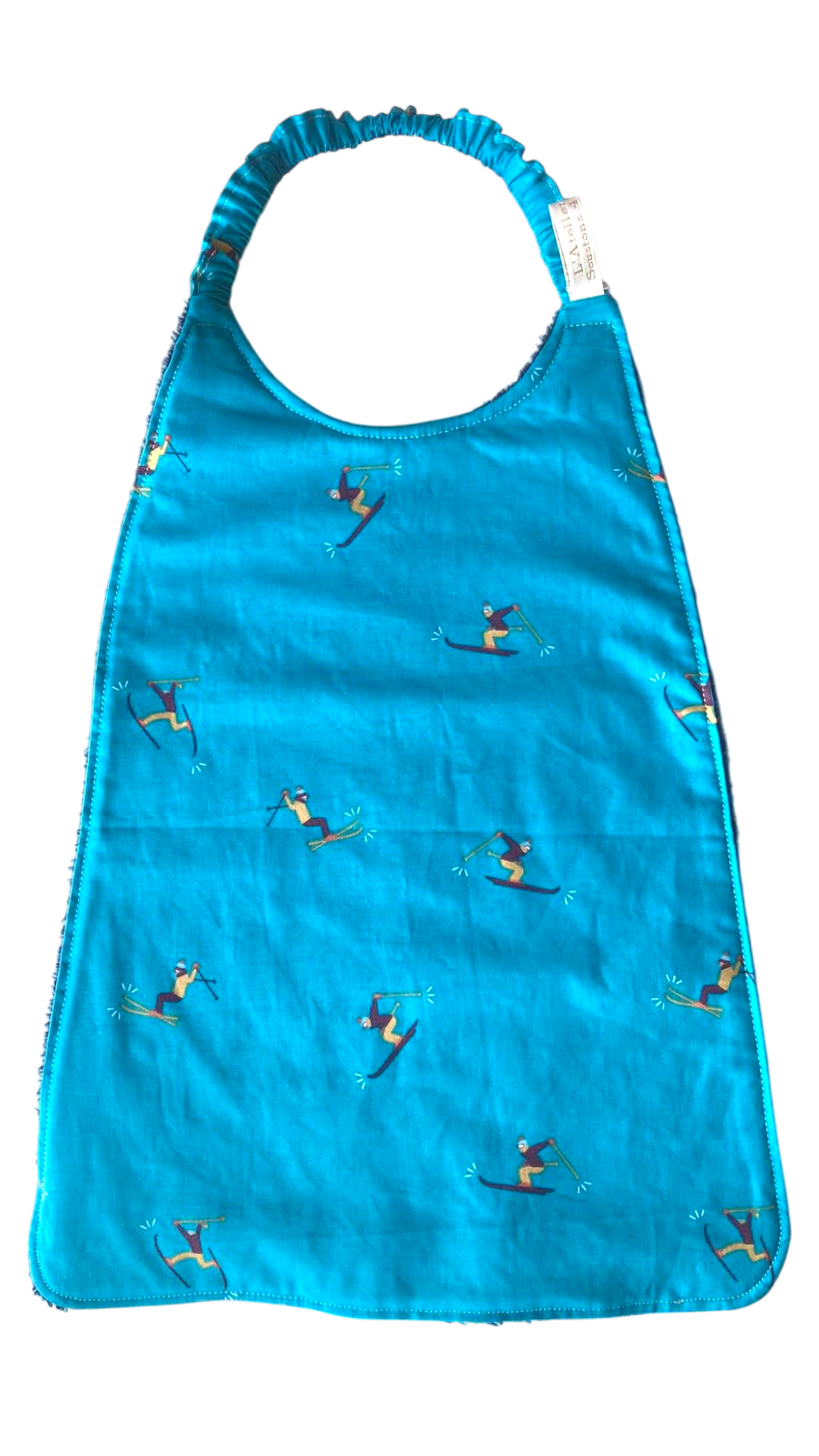 serviette cantine réversible coton artisanal france landes éponge bleu ski montagne