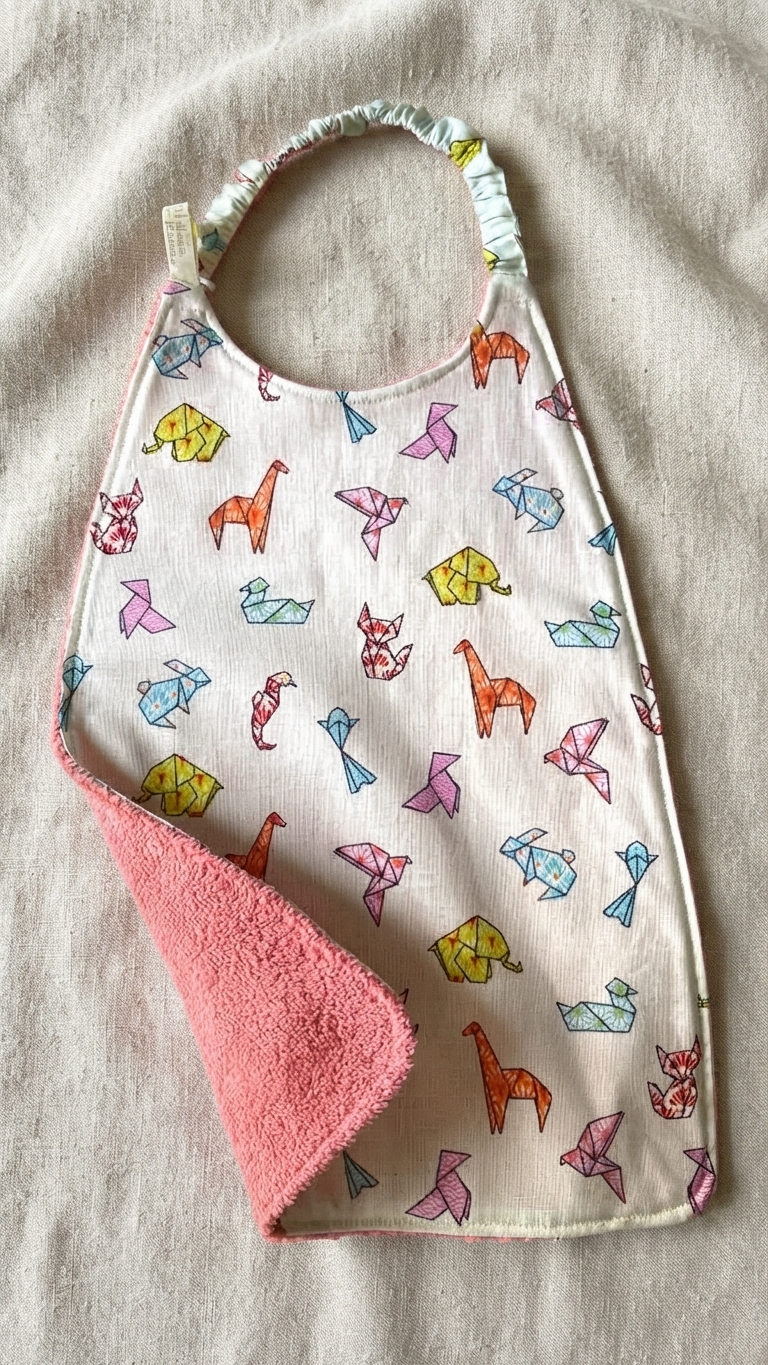 serviette cantine maternelle repas autonomie eponge coton fait main animaux