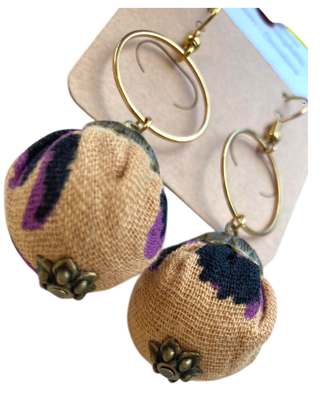 boucle oreille tissu camel leo