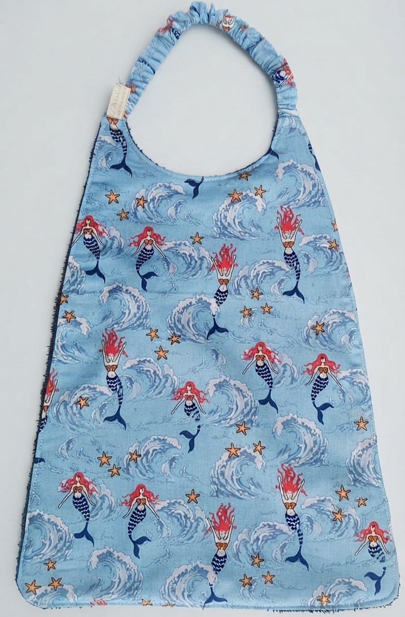 serviette cantine éponge coton sirenes bleu