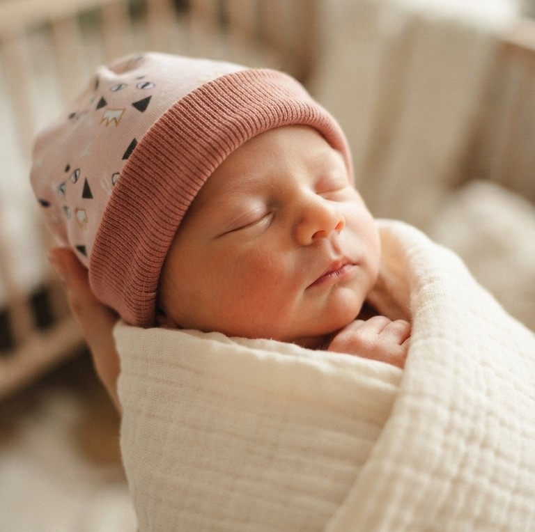 bonnet naissance fait main chat rose bebe