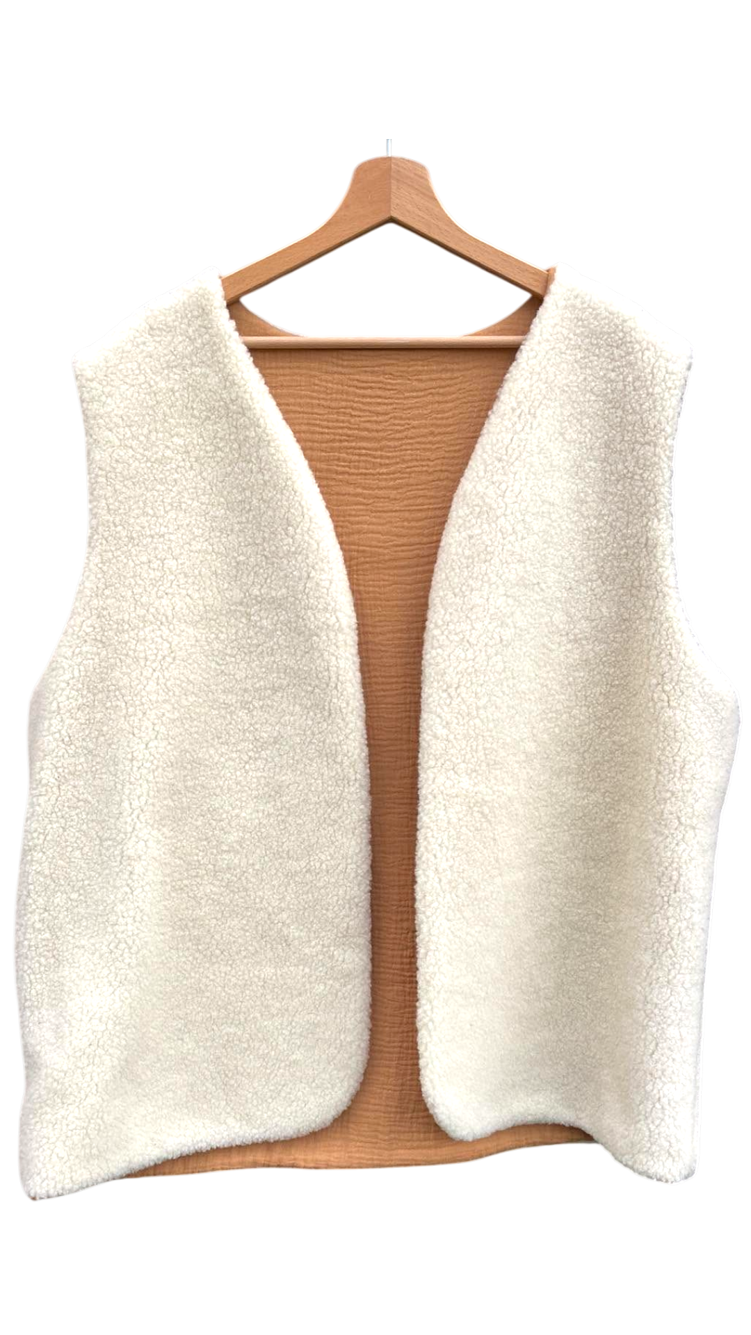 gilet laine pyrénées écru beige mixte gaze coton camel artisanal france (1)