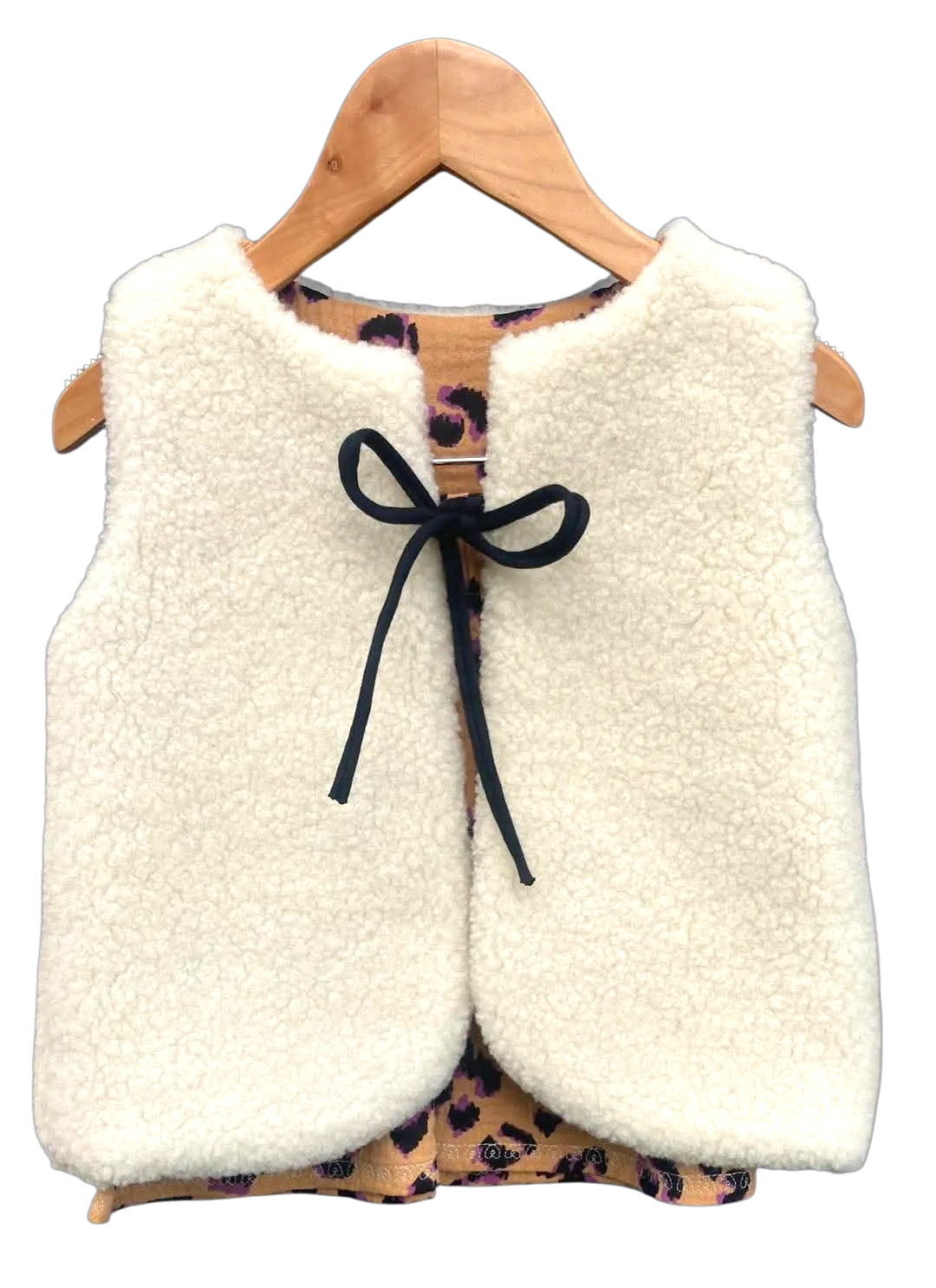 gilet berger enfant ecru laine pyrénées artisanal léopard camel