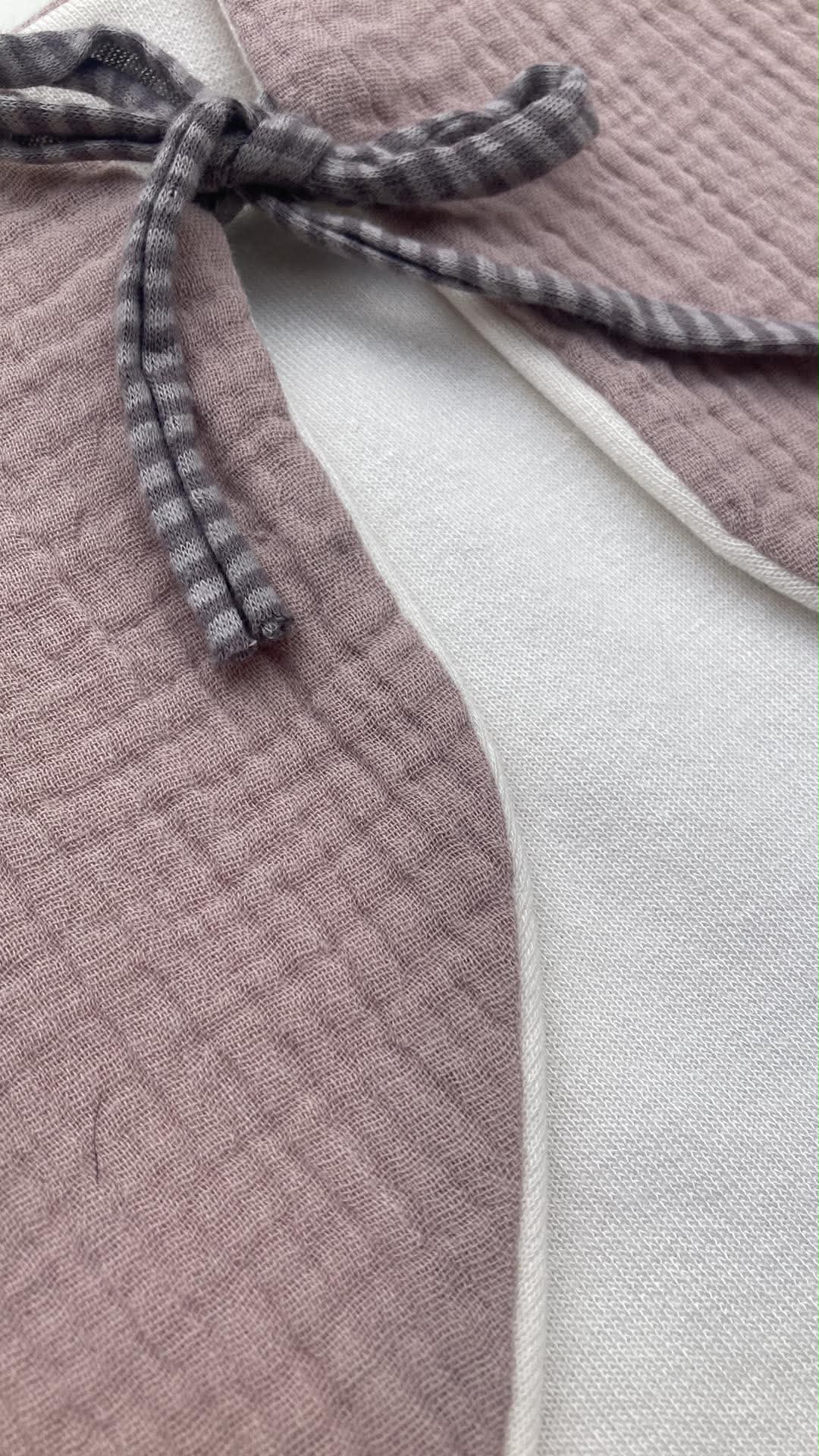 gilet gaze coton molleton bambou naturel artisanal réversible beige rosé ecru