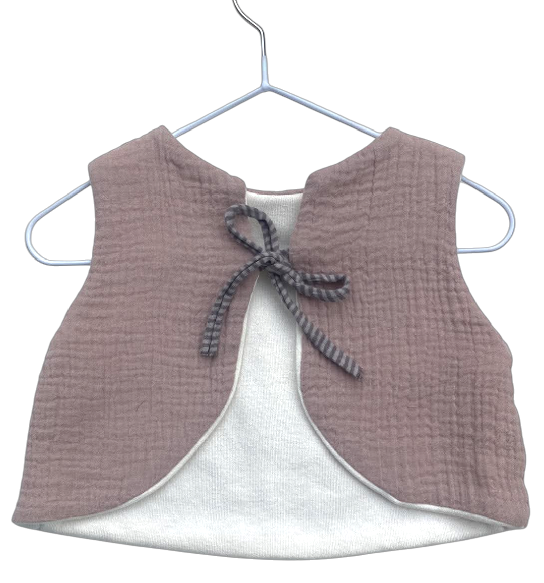 gilet gaze coton molleton bambou naturel artisanal réversible beige rosé