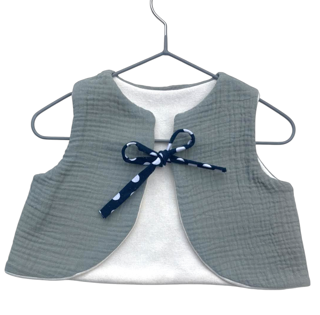 gilet gaze coton molleton bambou naturel artisanal réversible veret de gris