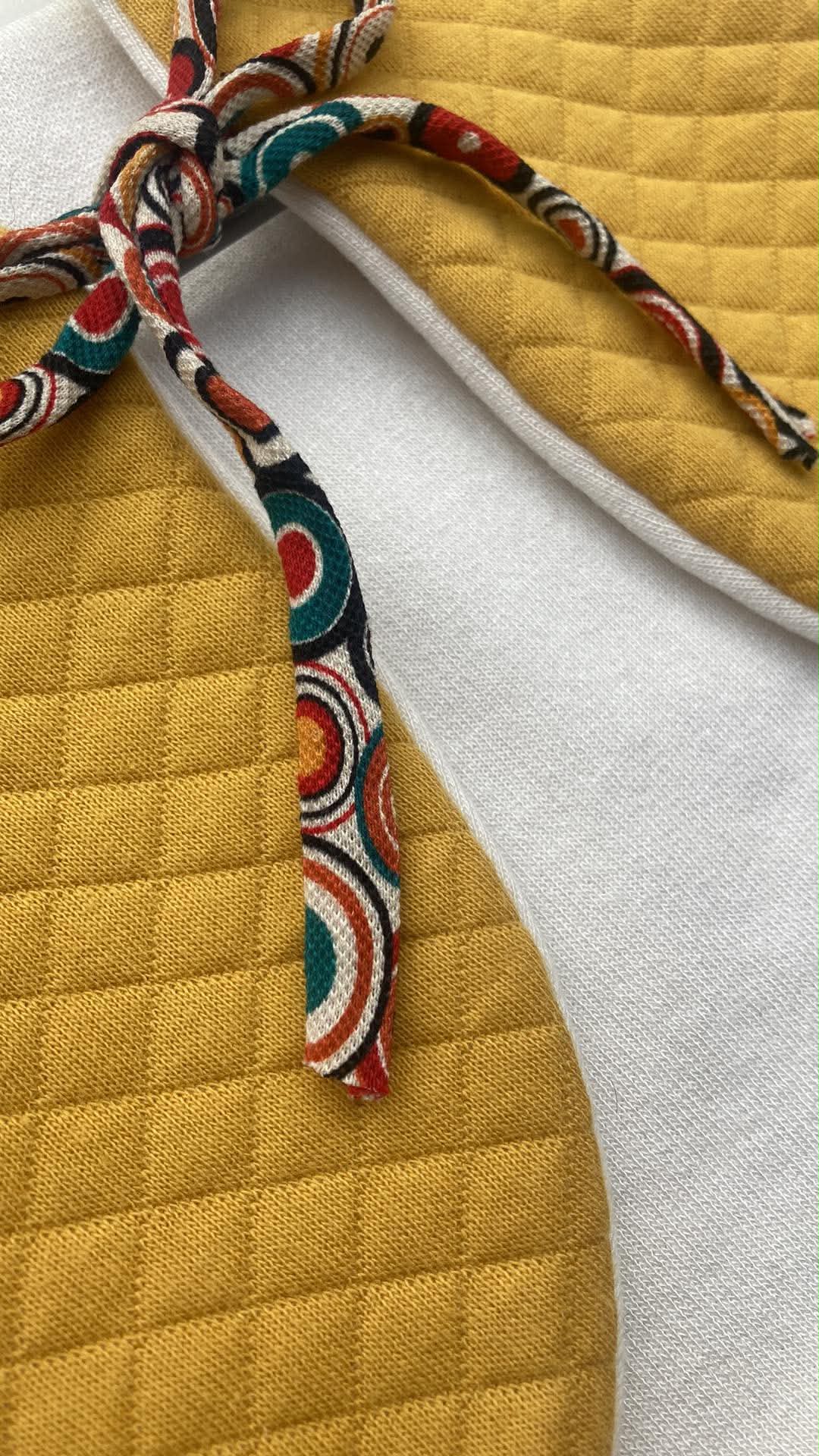 gilet gaze coton molleton bambou naturel artisanal réversible jaune moutarde