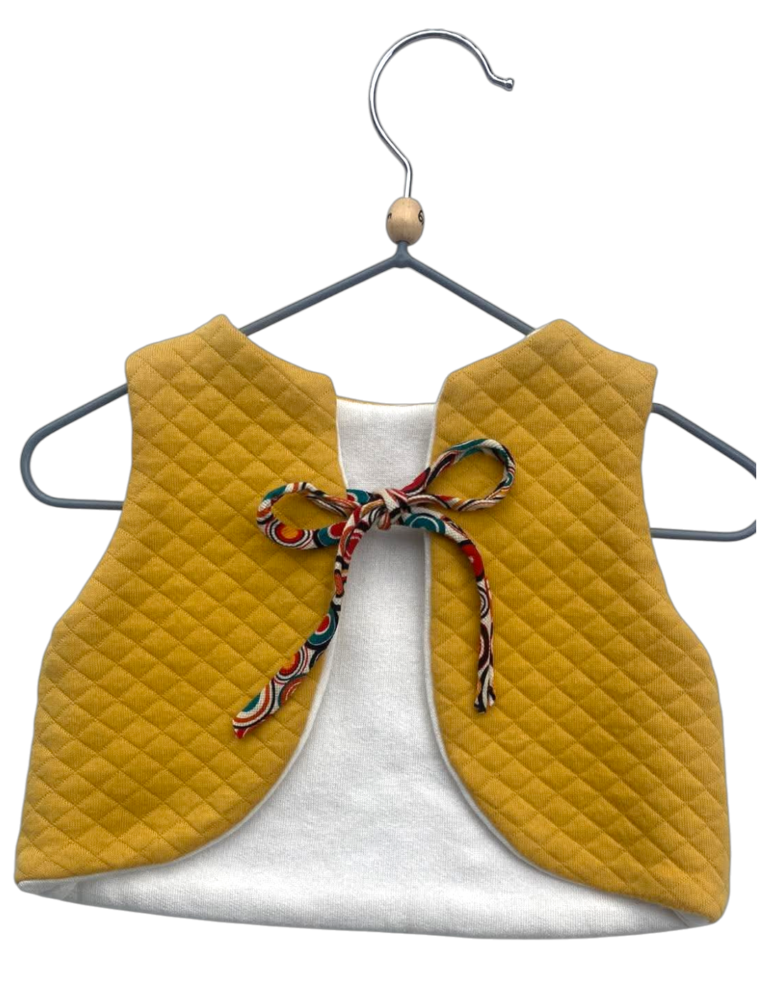 gilet gaze coton molleton bambou naturel artisanal réversible jaune moutarde
