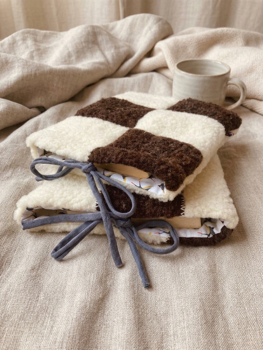 pochette lecture housse livre laine artisanal poche et broché cosy