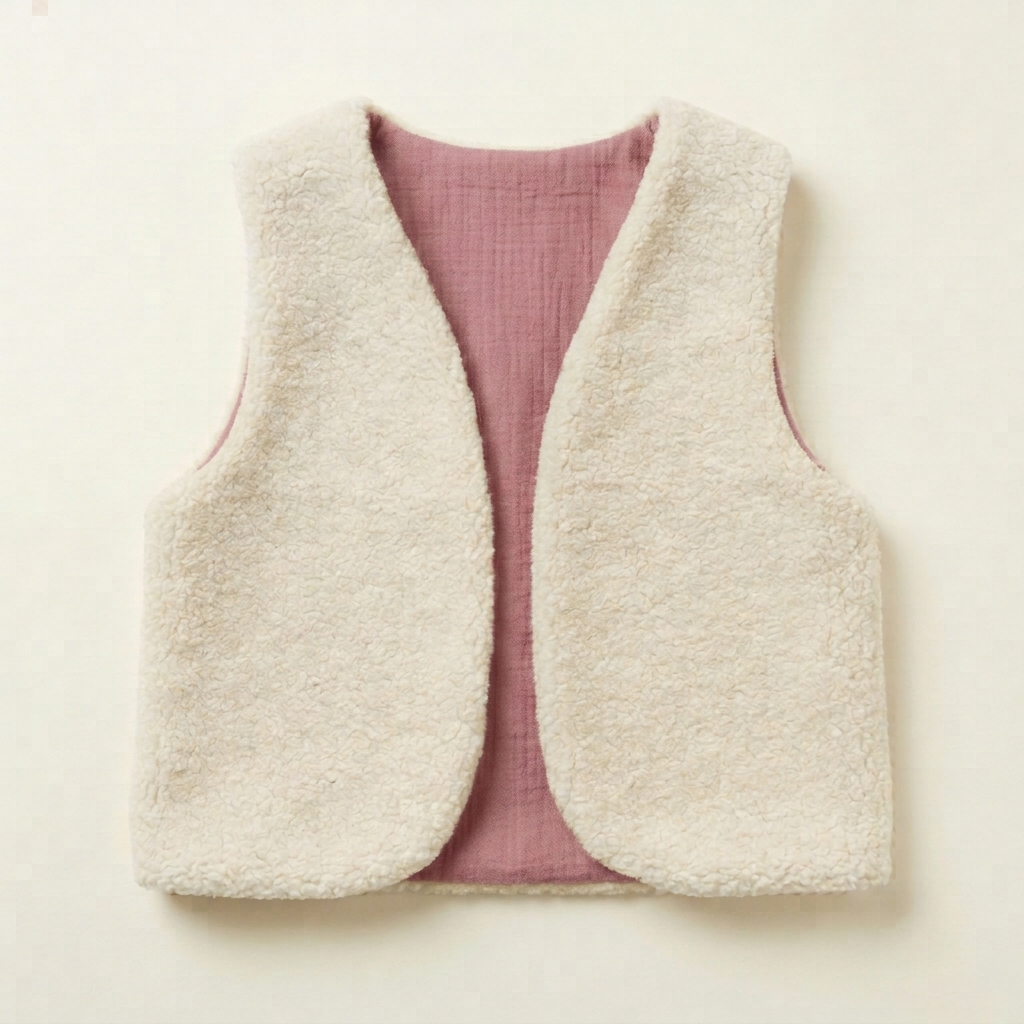 gilet laine ecrue gaze coton vieu rose irisé2