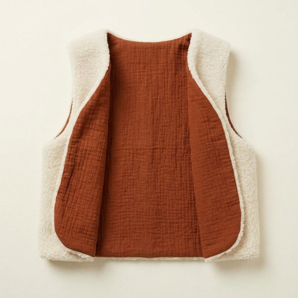 gilet laine ecrue gaze coton ecureuil