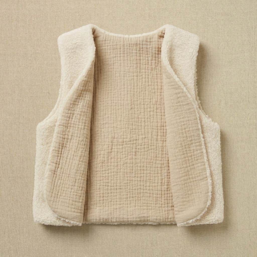 gilet laine ecrue gaze coton beige clair