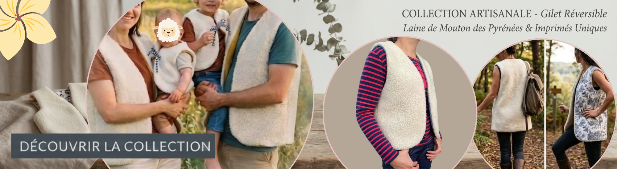 gilet mouton laine pyrénées réversible adulte enfant bébé