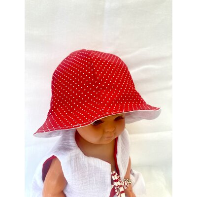 bob chapeau bébé été coton réversible artisanal pois rouge