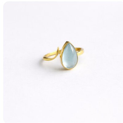 bague argent doré aiguemarine artisanale