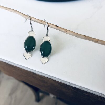 boucle oreille onyx vert argent créatrice2
