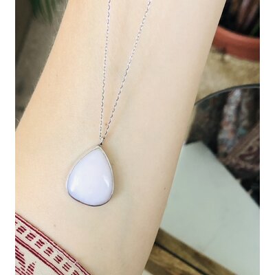collier chaine pendentif quartz rose opaque (3)