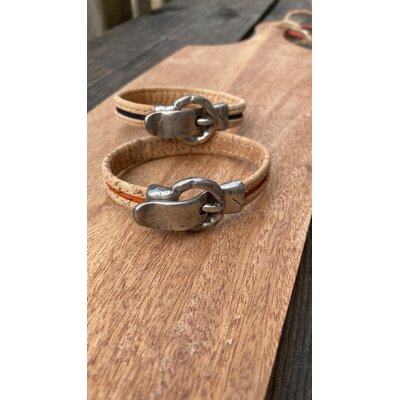 bracelet liege boucle ceinture fait main noir ou orange