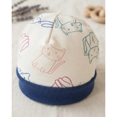 bonnet naissance chats blanc bleu