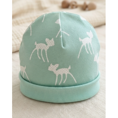 bonnet naissance biches vert menthe