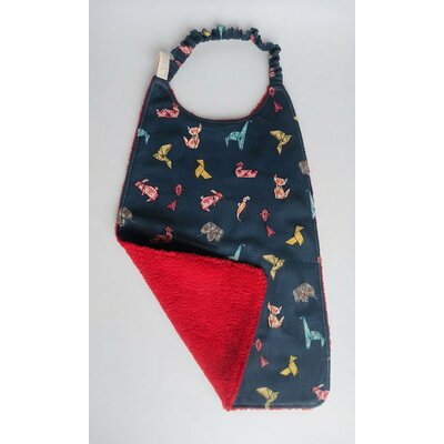 serviette cantine éponge coton animaux origami bleu rouge