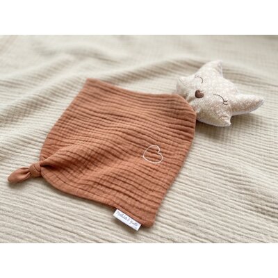 doudou fait main certifié gaze coton marsala renard