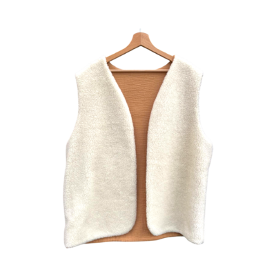 gilet laine pyrénées écru beige mixte gaze coton camel artisanal france (1)