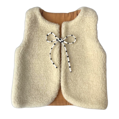 gilet laine pyrénées écru enfant gaze coton artisanal réversible  camel