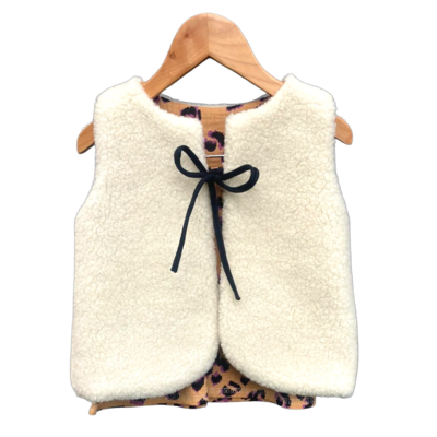 gilet berger enfant ecru laine pyrénées artisanal léopard camel