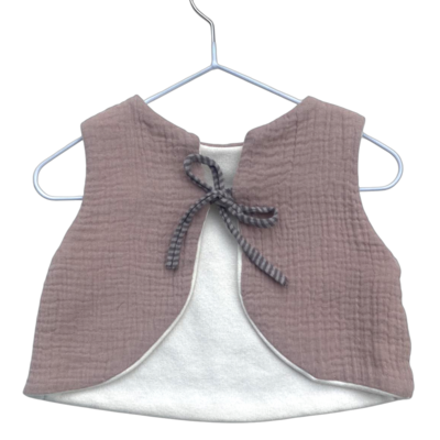 gilet gaze coton molleton bambou naturel artisanal réversible beige rosé
