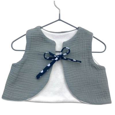 gilet gaze coton molleton bambou naturel artisanal réversible veret de gris
