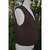 gilet réversible femme adulte laine mouton pyrénées artisanal marron choco double gaze créatrice france fleuri blanc bleu