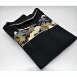 sweat coton recyclé noir tissu japonais grues or