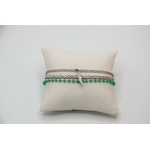 bracelet cuir tresse blanc irisé chaîne inox perles en verre turquoise