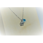 collier pendentif acier inox dauphin goutte verre bleu cristal swarovski bleu pale