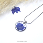 22-pendentif nigelle damas fleur séchée naturelle acier inox  artisanal collier rond détail