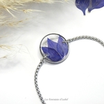 49-bracelet ajustable acier inox fleur nigelle damas bleu artisanal landes détail