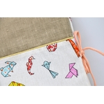 protege carnet santé bébé tissu coton lin naturel animaux origami colorés saumon (3)