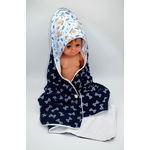 cape bain artisanale eponge bambou double gaze blanc bleu marine  noeuds et bateaux viking