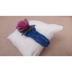 bracelet cordage noeus marin papillon et fleur rose bleu marine or